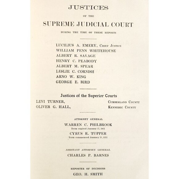 1911 Maine Reports George Smith Cases Argued Law 1st Edition 106 Court SHBS1 - Picture 4 of 4